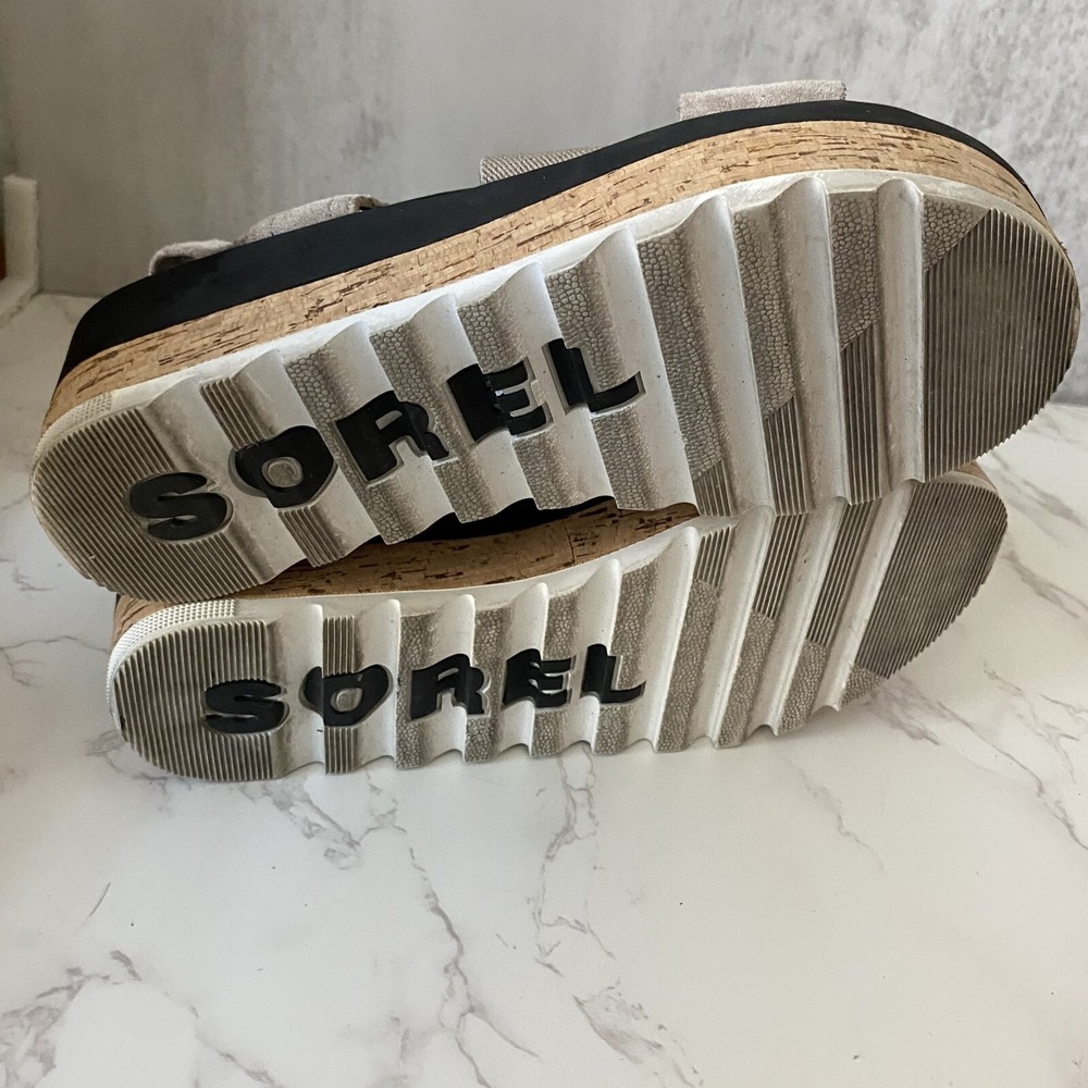Sorel Beige Taupe Platform Sandals - Picture 9 of 11
